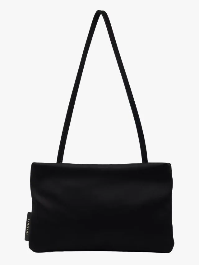 LouLou de Saison black satin rectangular bag with long shoulder strap
