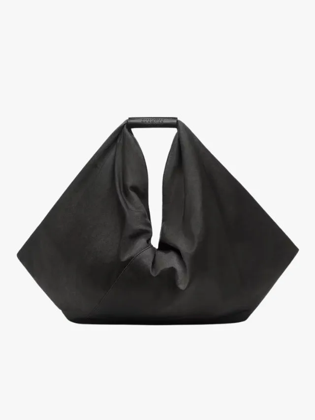 Margiela black satin hobo tote bag