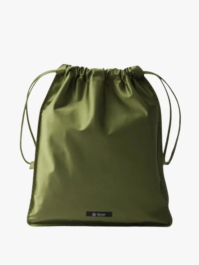 Prada Wish duchess satin pouch bag in green