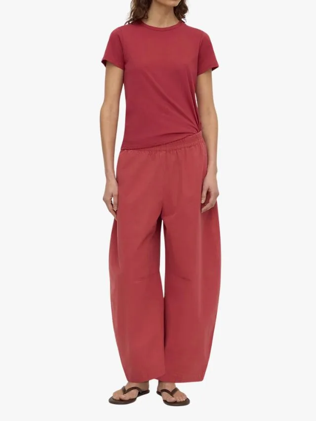 Assembly Label Elaine Washed Cotton Elastic Waist Pants in red