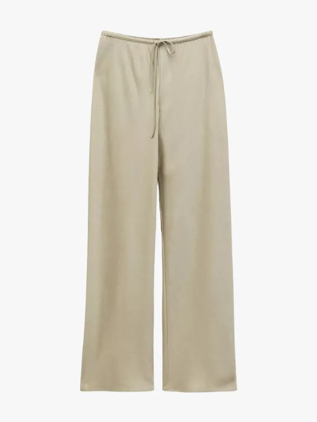 Drawstring Twill Trousers champagne colour drawstring satin pants by & Other Stories