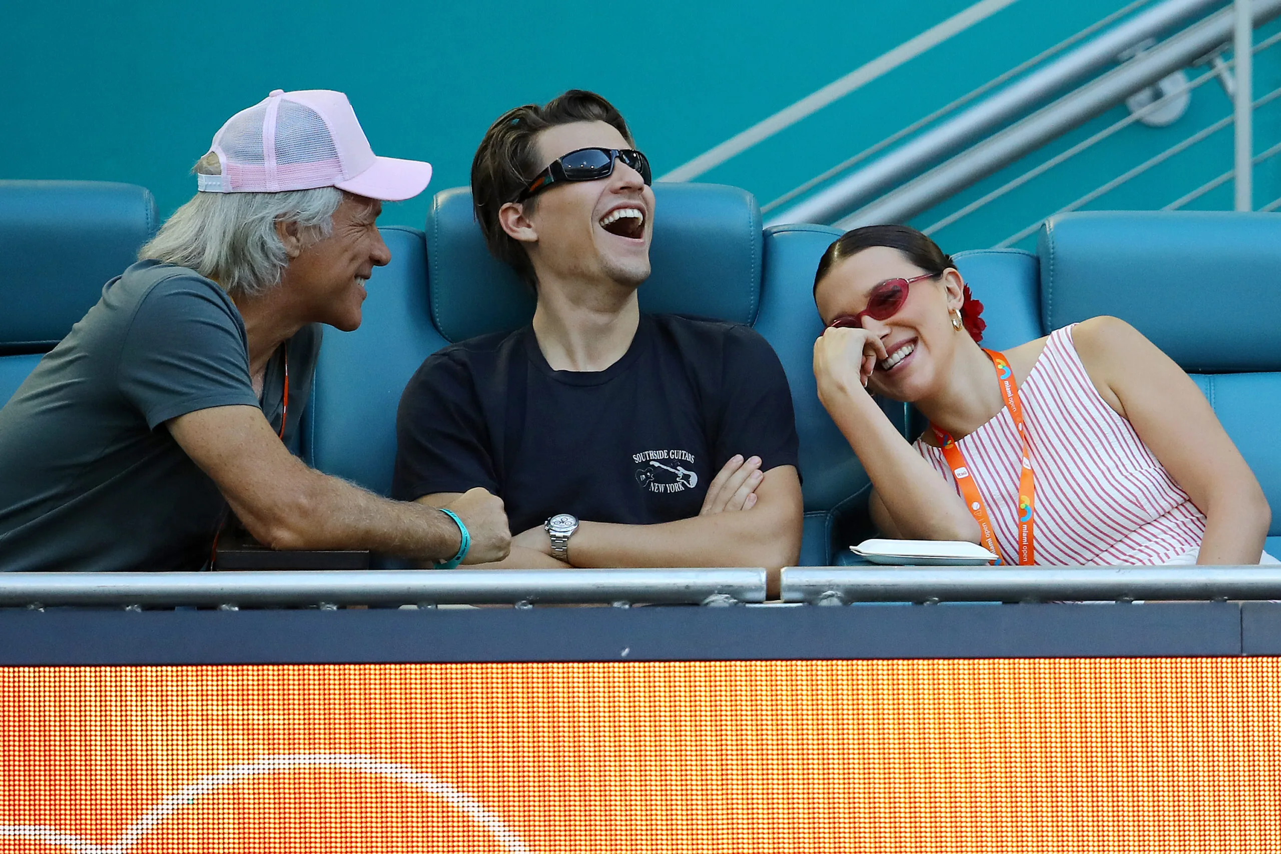 Jon Bon Jovi, Jake Bongiovi and Millie Bobby Brown 
