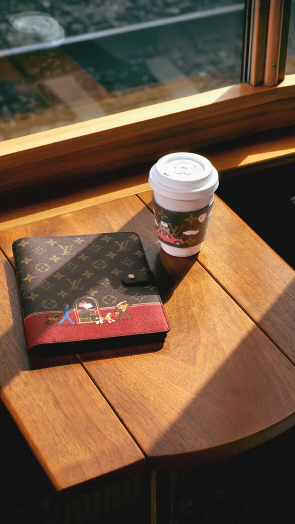 Louis Vuitton diary and coffee