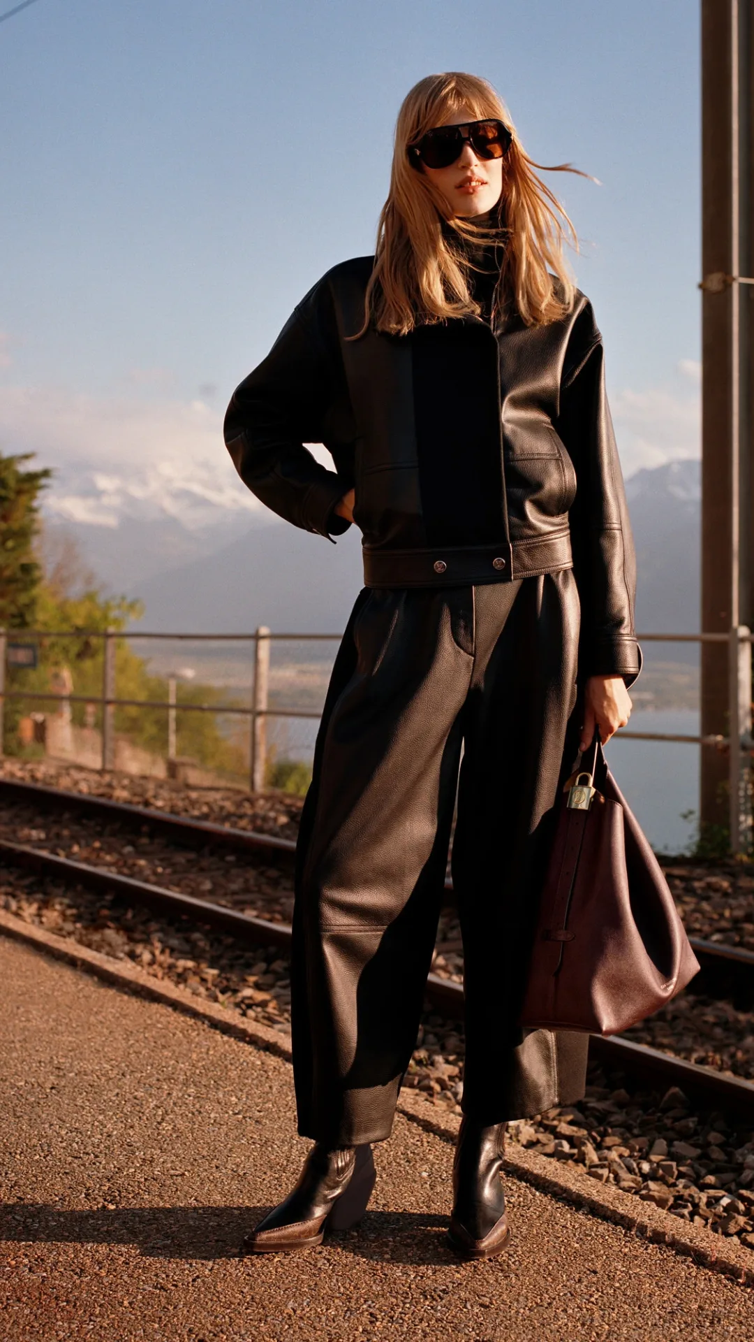 Woman wearing Louis Vuitton leather look
