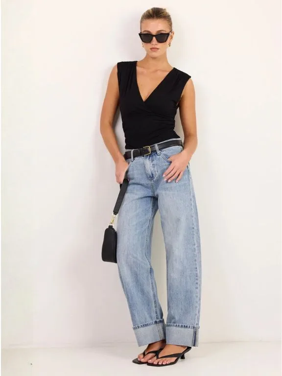1. Among The Brave Varsity Deep Blue Forward Seam Barrel Jeans