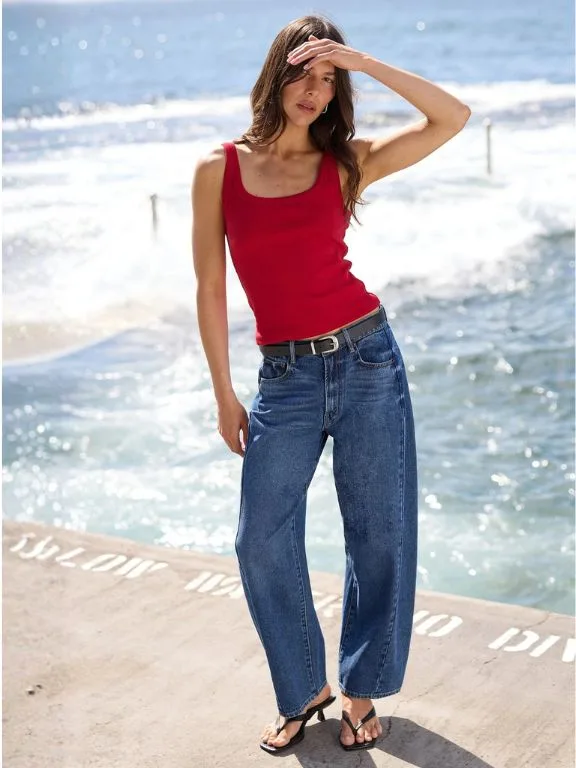 1.	Among The Brave Varsity Deep Blue Forward Seam Barrel Jeans 