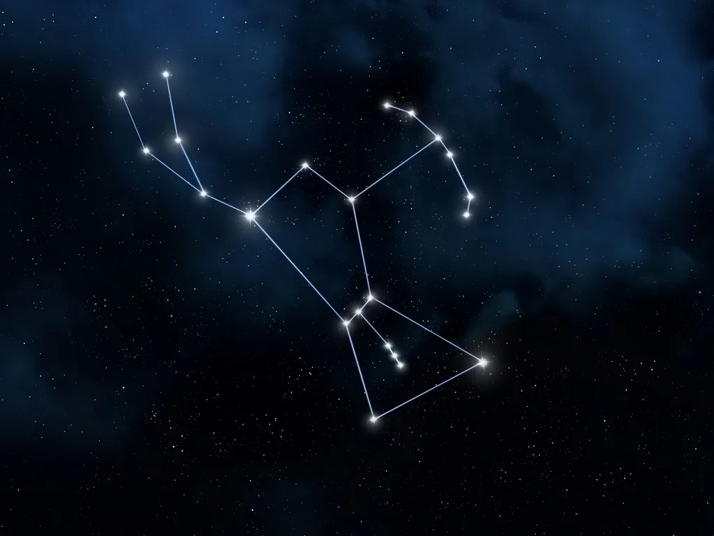Orion the Hunter constellation in space isolated.