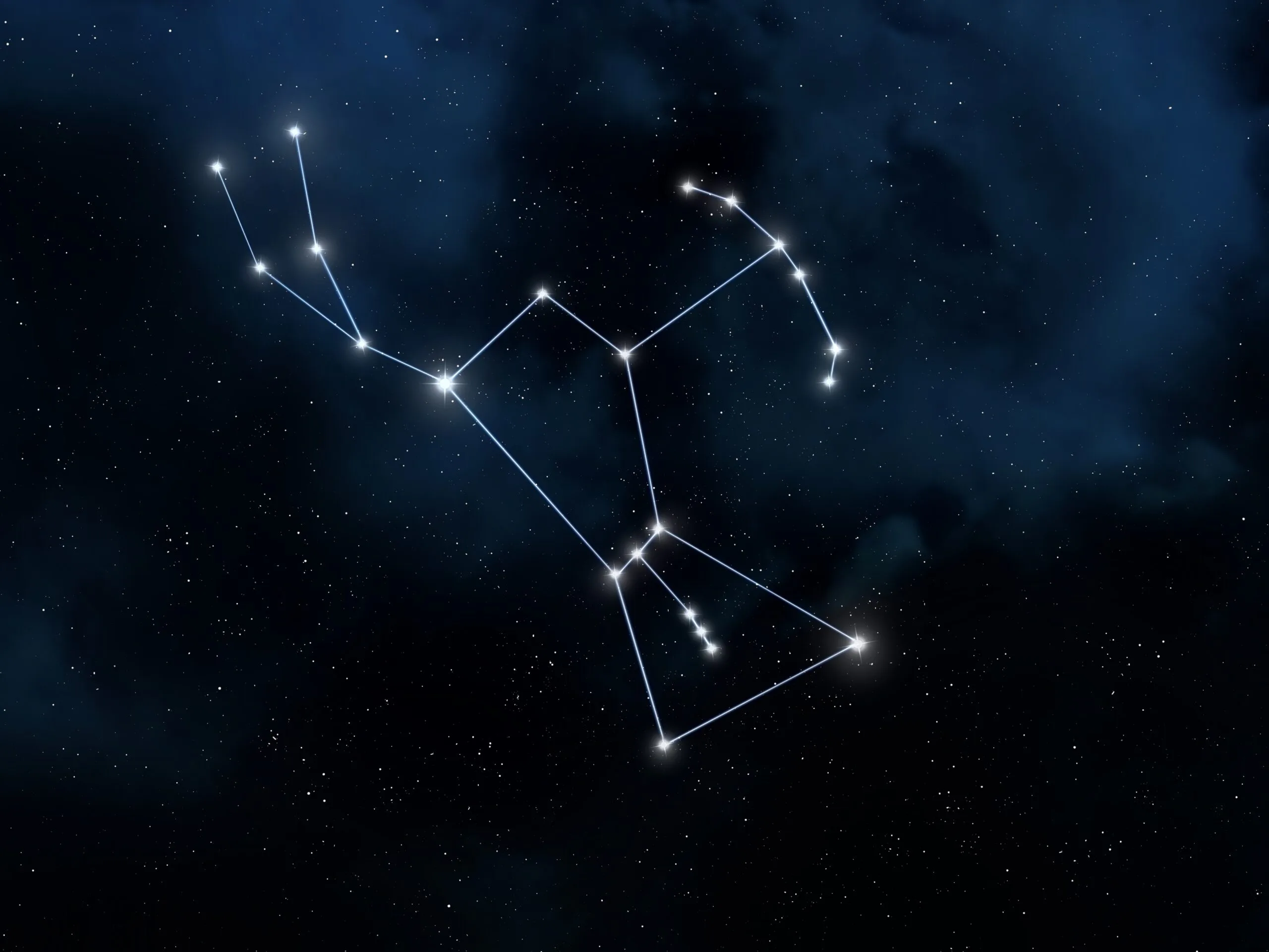 Orion the Hunter constellation in space isolated.