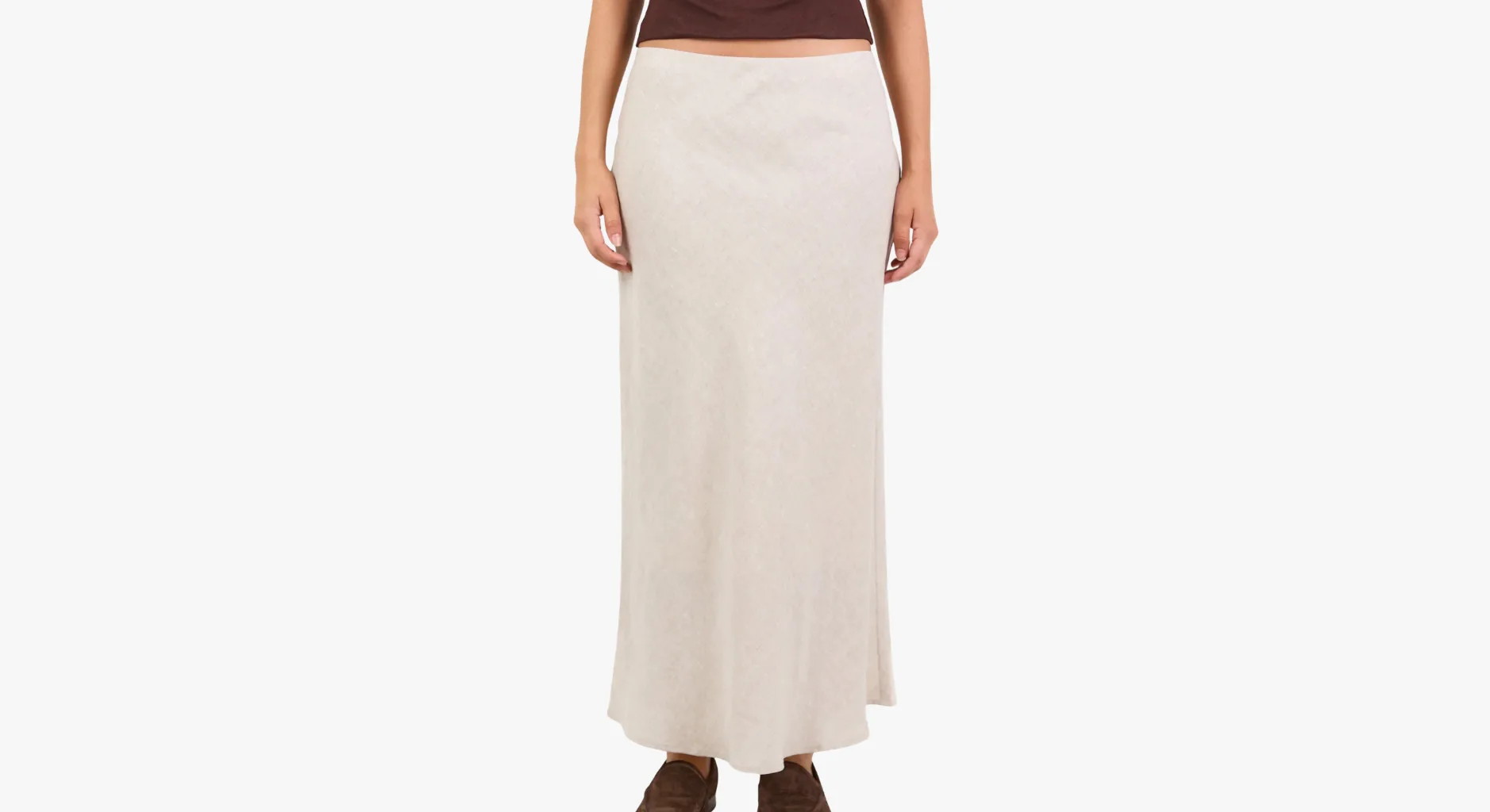 natural linen bias skirt