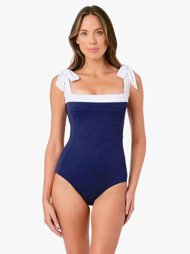 Une Piece UPF50 Textured Classic Square Neck One Piece Swimsuit
