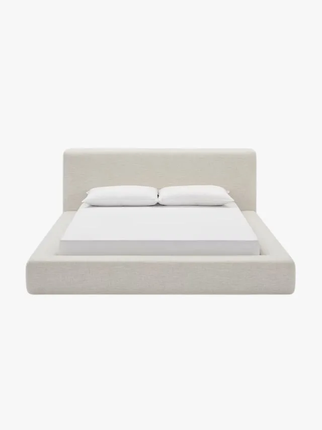 Castlery Dawson cream linen upholstered bed frame