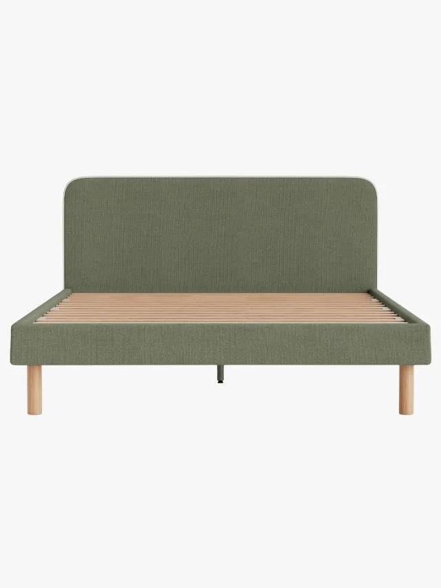 Koala Brunswick Bed Base in upholstered muted green
