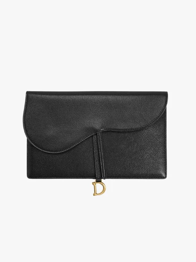 Dior Saddle Pouch in black goatskin