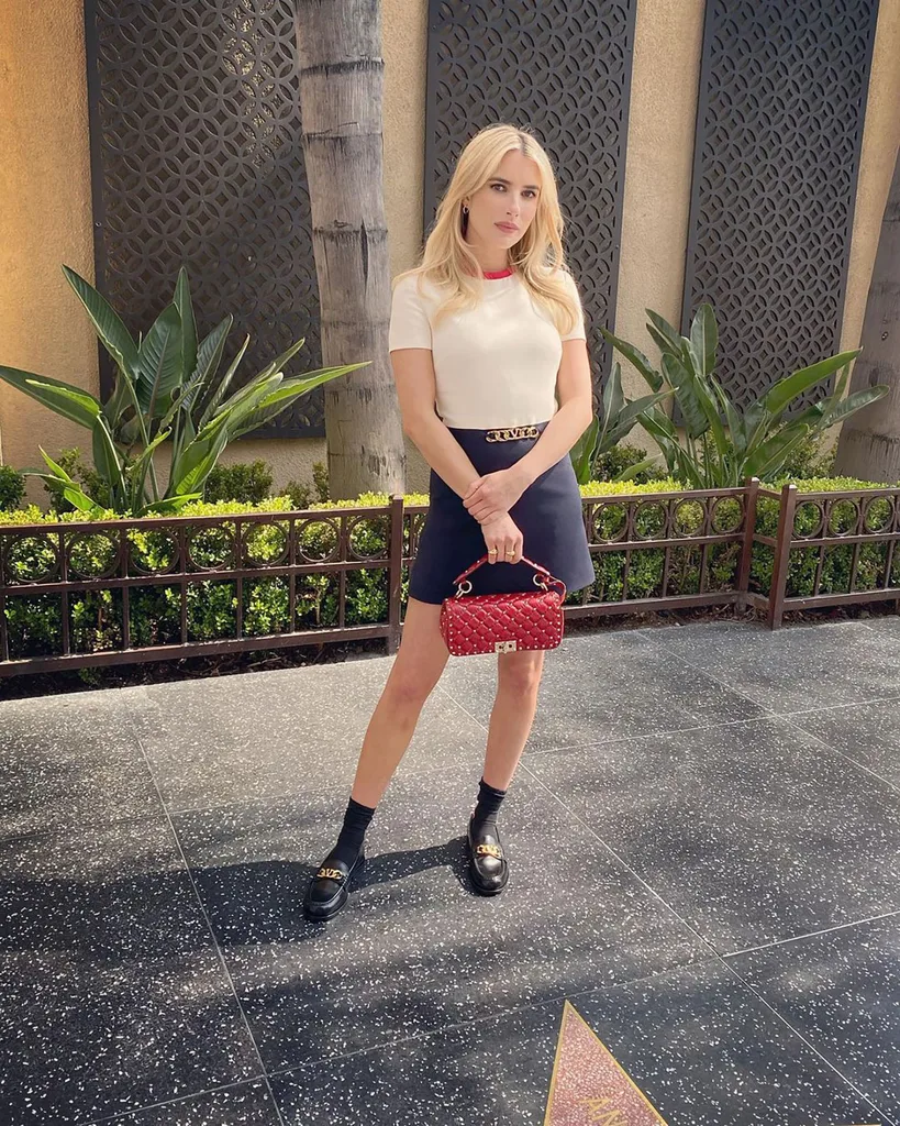 Emma Roberts Valentino Garavani VLogo Chain loafers