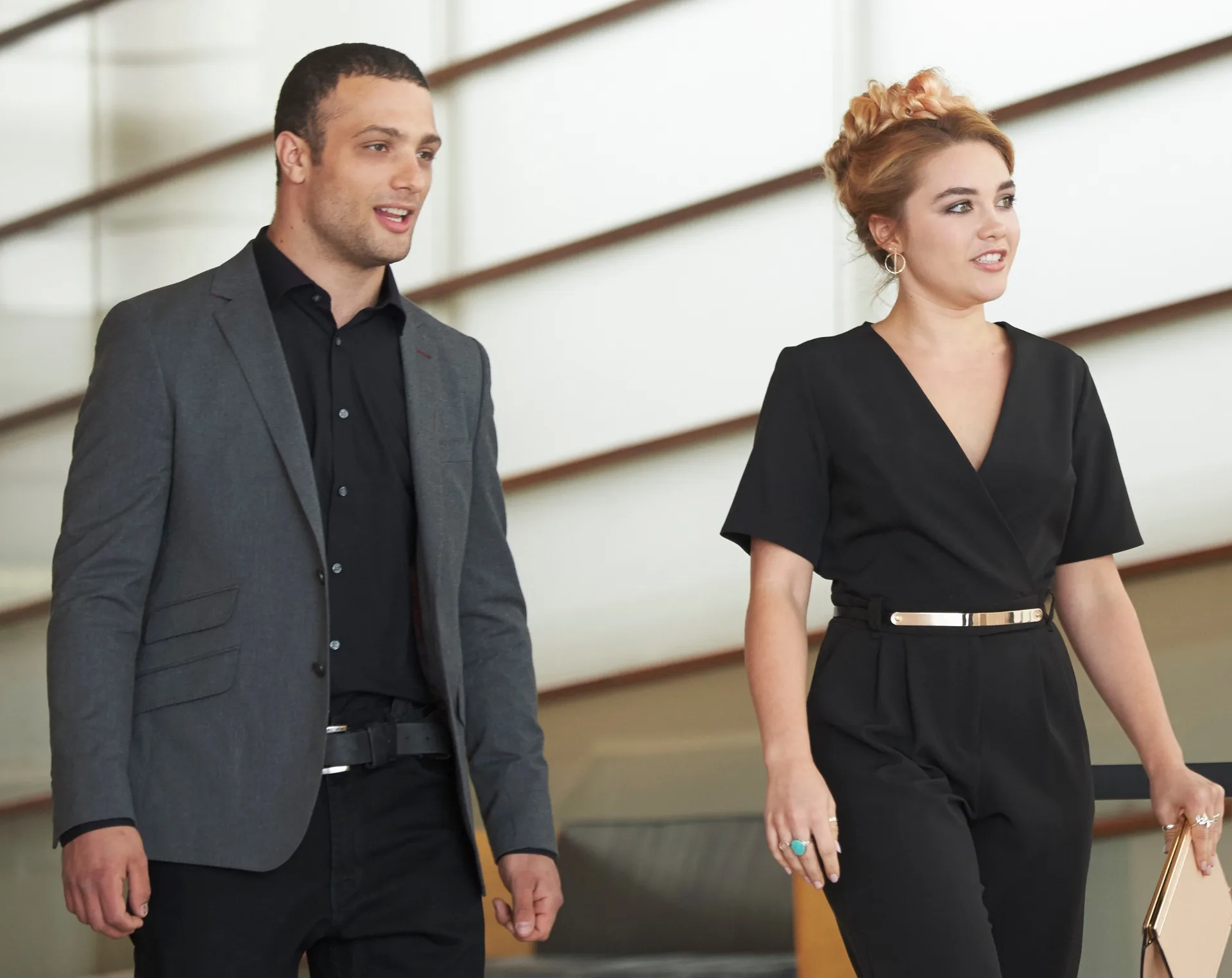 Cosmo Jarvis with Florence Pugh, who he starred opposite in Lady Macbeth.