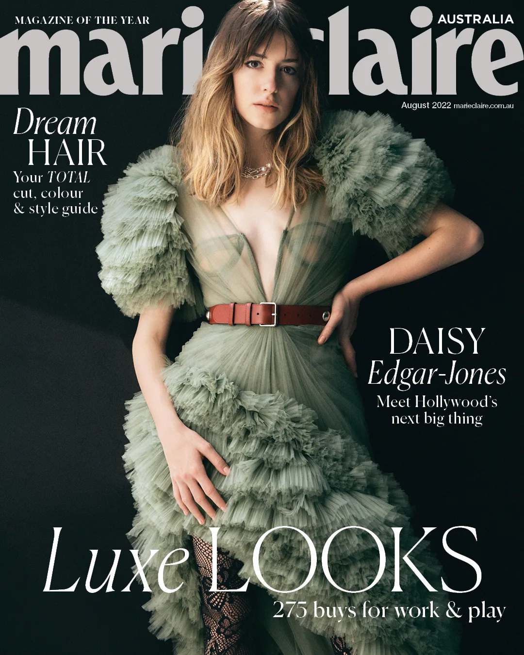 Daisy Edgar-Jones on the August 2022 cover of marie claire Australia.