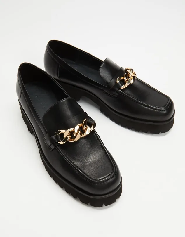 black chunky loafers