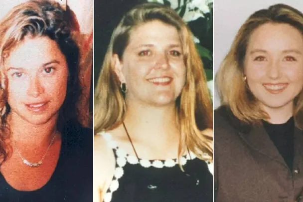 Three women in separate photos, all smiling, with different hairstyles and outfits.