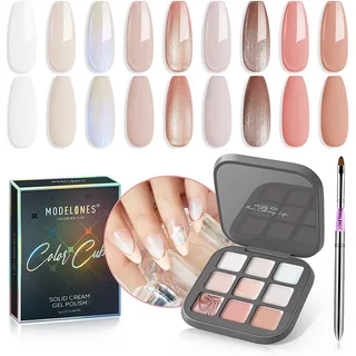 MODELONES Champagne On Ice &ndash; 9 Shades Solid Cream Gel Polish Color Cube