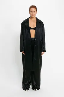 Cue Satin Cocoon Midi Coat