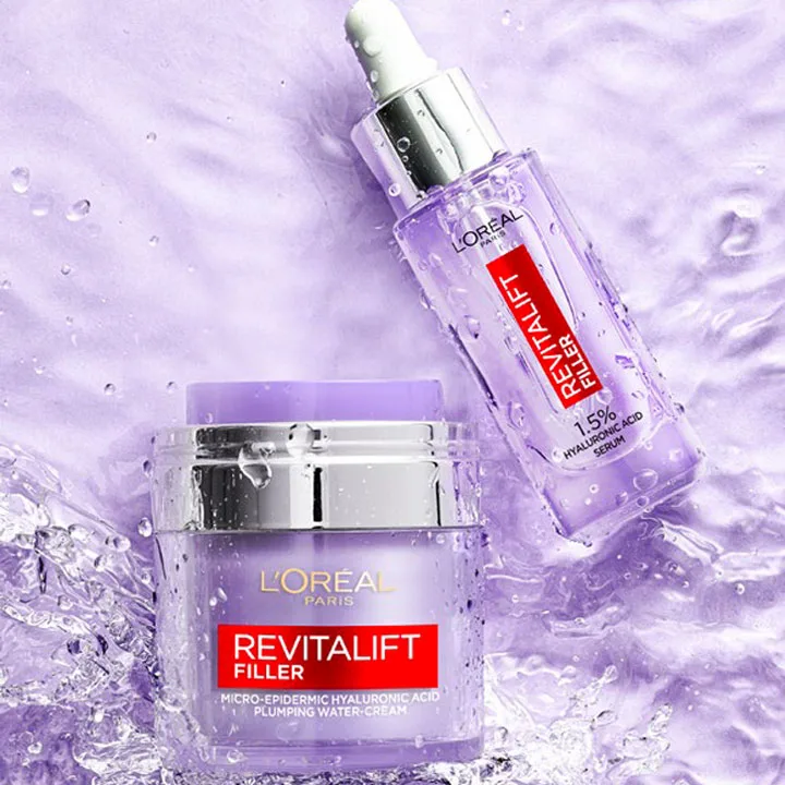 L’Oréal Paris Revitalift Filler Plumping Water-Cream& L’Oréal Paris Revitalift Filler 1.5% Pure Hyaluronic Acid Serum