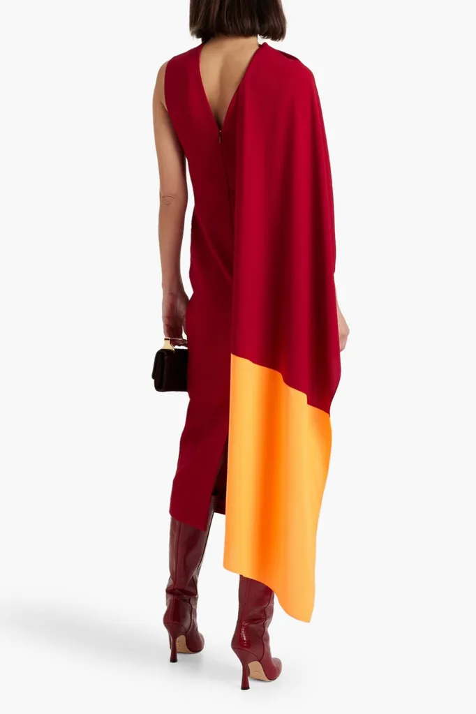roksanda-red-two-toned-crepe-midi-dress