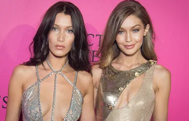 Gigi and Bella dazzle in shimmering naked dresses