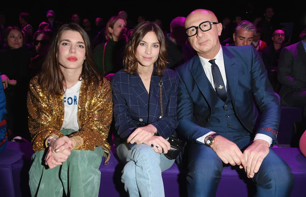Star-studded front row: (L - R) Charlotte Casiraghi, Alexa Chung, Marco Bizzarri