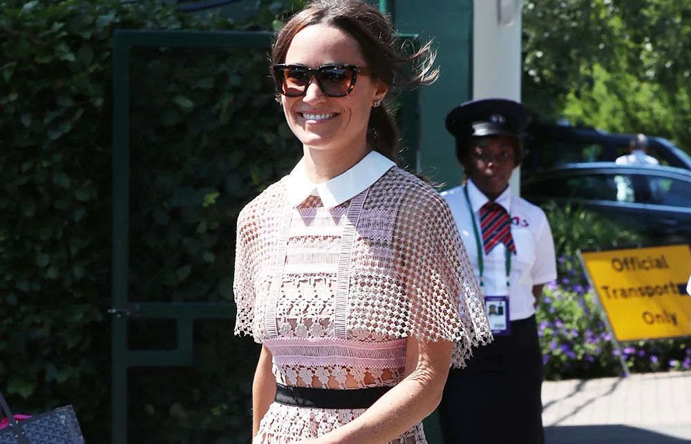 Pippa Middleton Just Wore A Pink, Lace Self-Portrait Dress To Wimbledon Pippa Middleton Just Wore A Pink, Lace Self-Portrait Dress To Wimbledon
