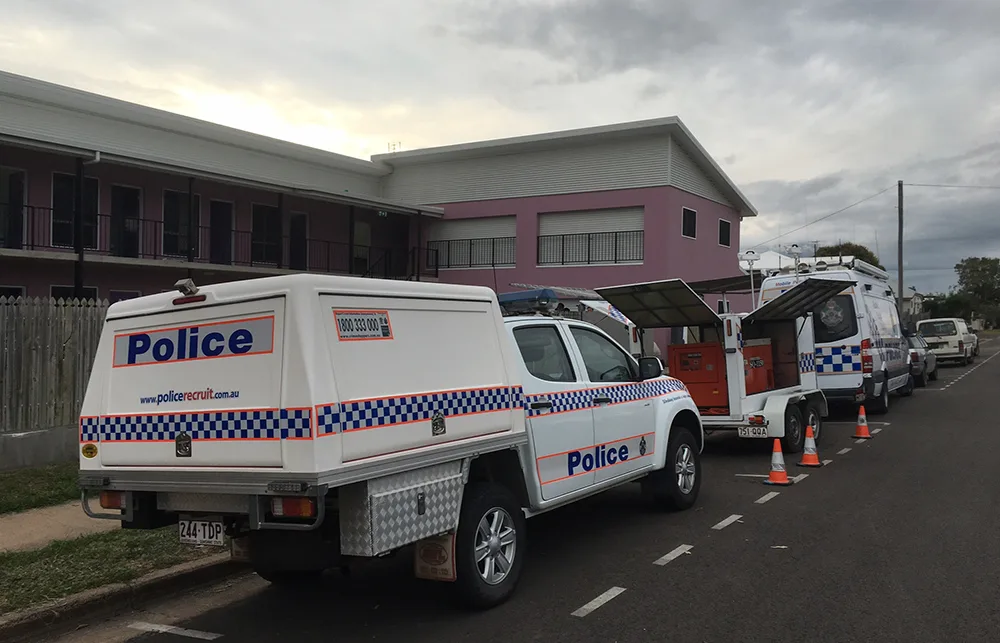 Police outside the hostel where British backpacker Mia Ayliffe-Chung, 21, was killed.