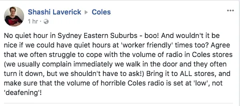 Coles Facebook customer