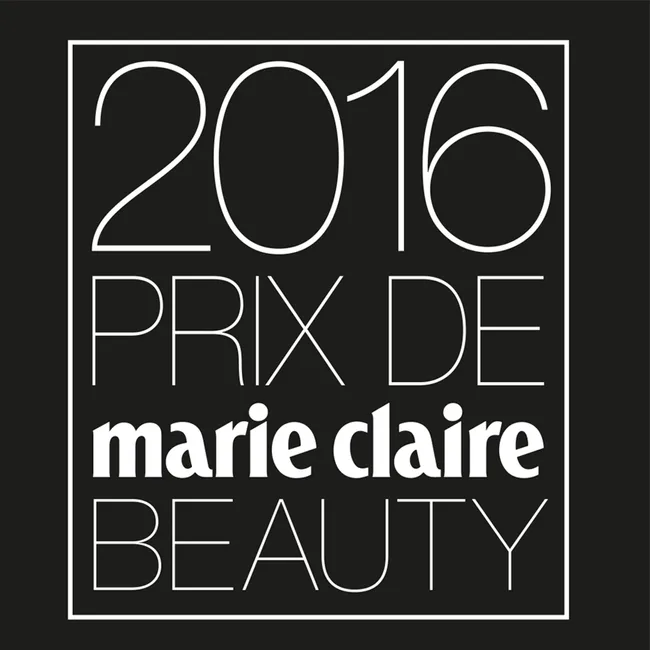 2016 Prix de Marie Claire Beauty logo on a black background in white text.