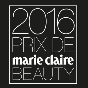 2016 Prix de Marie Claire Beauty logo on a black background in white text.