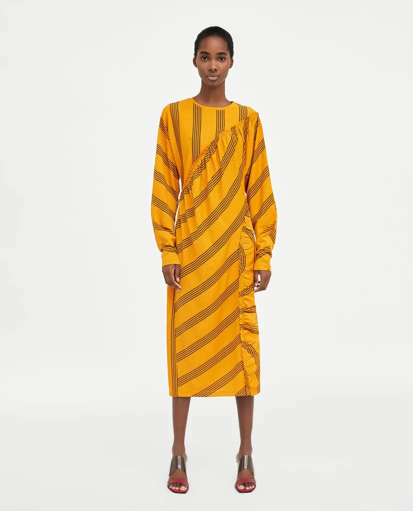 striped gathered dress