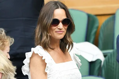 Pippa Middleton Shows Off Baby Bump In White Lace At Wimbledon