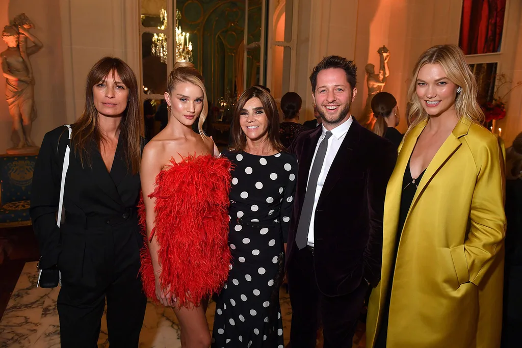 Caroline de Maigret, Rosie Huntington-Whiteley, Carine Roitfeld, Derek Blasberg and Karlie Kloss at the YouTube PFW party