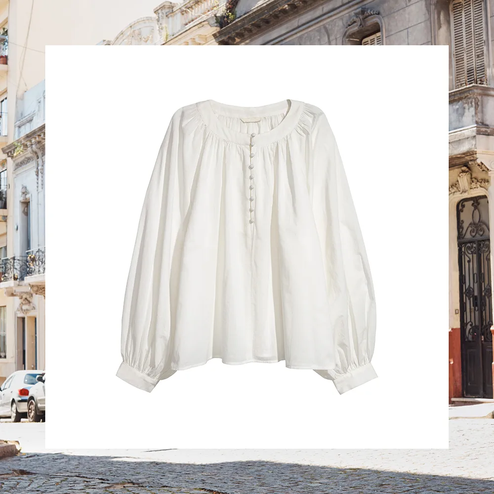 H&M white smock blouse spring