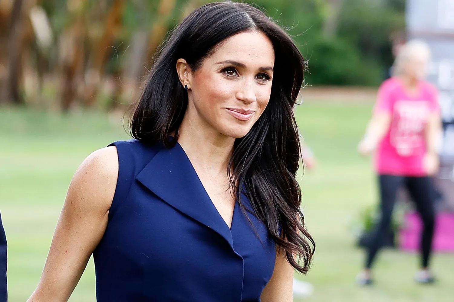 Meghan Markle Steps Out In Navy Dion Lee Dress In Melbourne