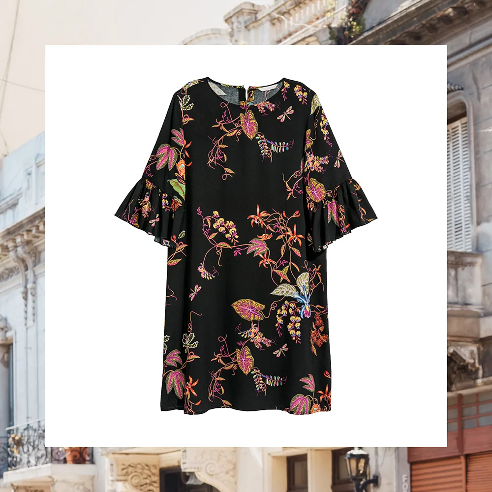 h&M spring 2018 floral shift black dress