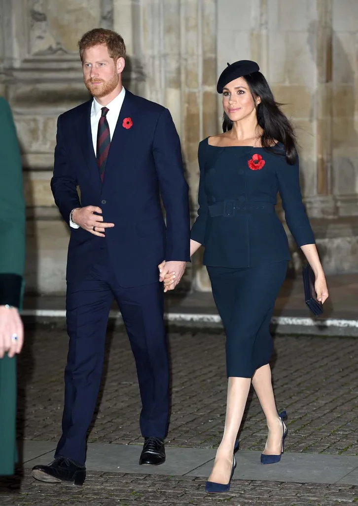 Prince Harry, Duke of Sussex and Meghan, Duchess of Sussex attend the Centenary Of The Armistice Service at Westminster Abbey on November 11, 2018