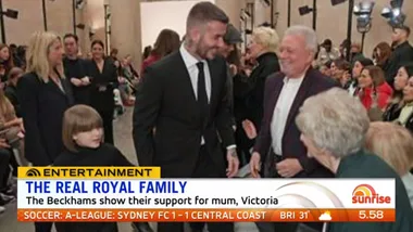 Beckhams show support for mum Victoria at fashion show