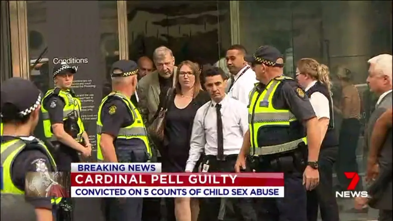BREAKING: Cardinal George Pell leaves court after being found guilty of child sex abuse