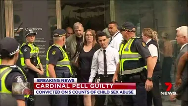 BREAKING: Cardinal George Pell leaves court after being found guilty of child sex abuse