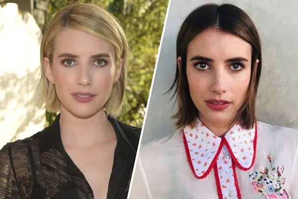 Emma Roberts looks very different with blonde hair compared to with brown hair. 