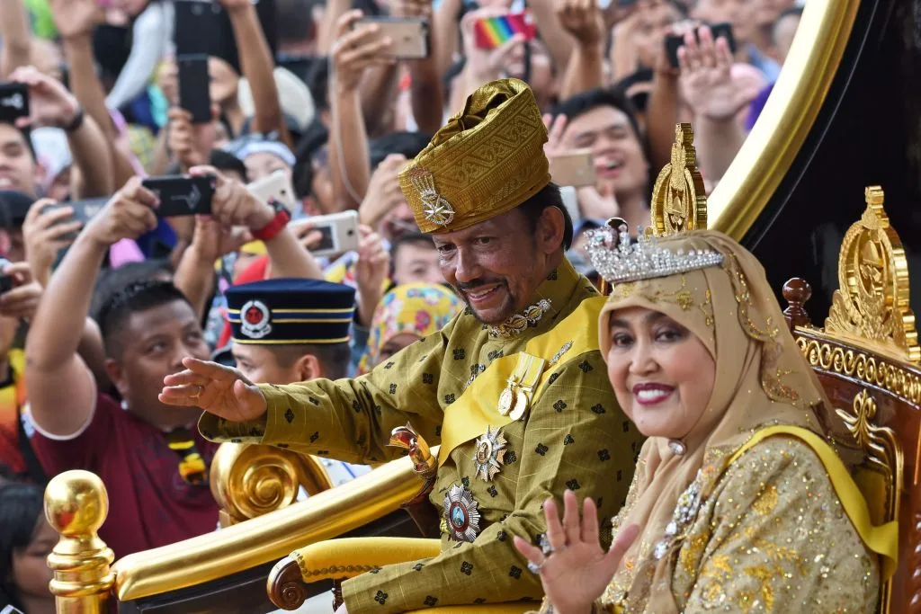 Brunei's Sultan Hassanal Bolkiah and Queen Saleha