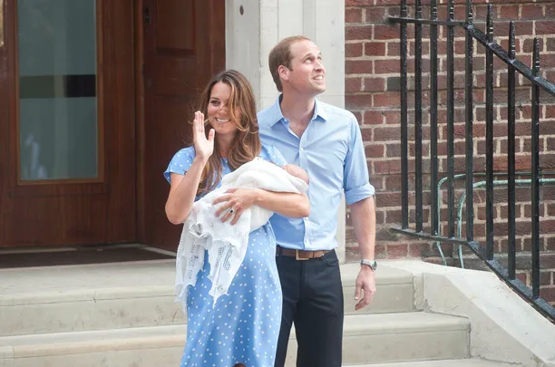 Kate Middleton and Prince William with Prince George on July 22, 2013