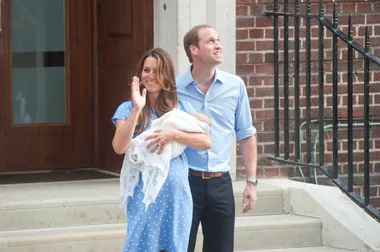 Kate Middleton and Prince William with Prince George on July 22, 2013