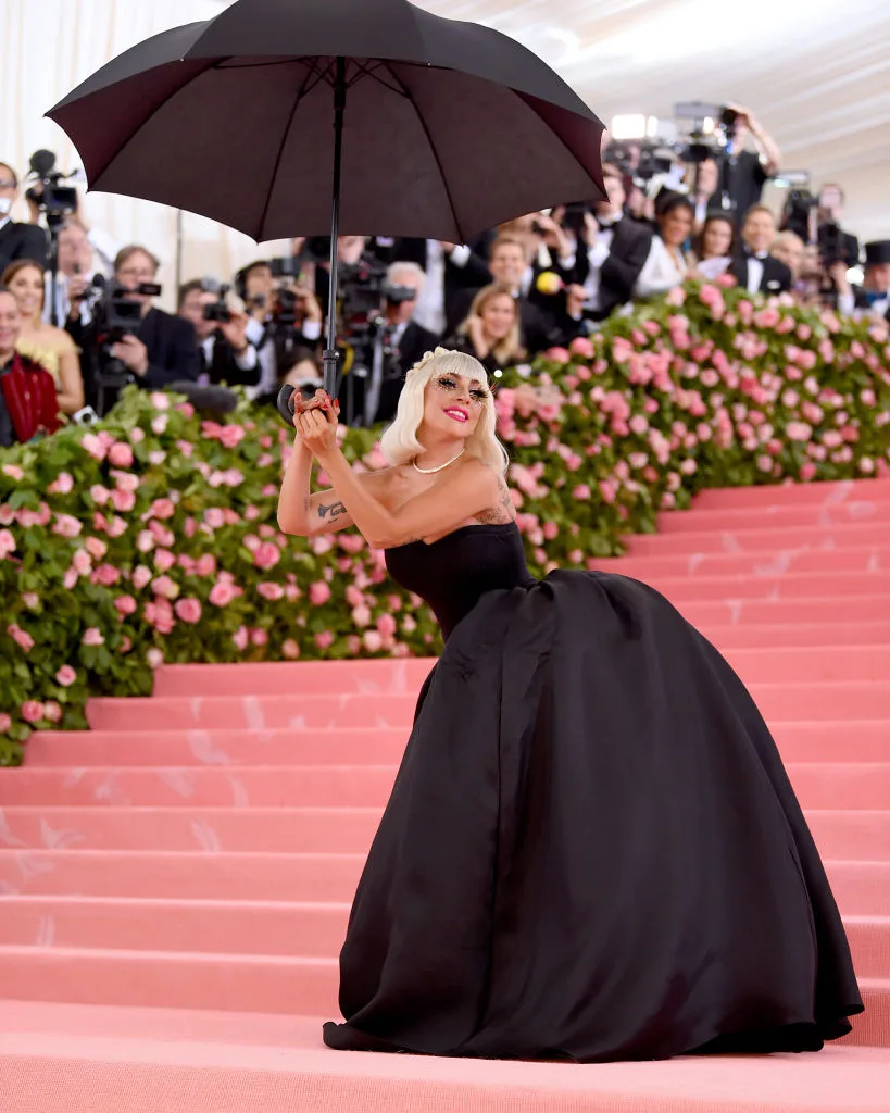 lady gaga's second outfit at the 2019 met gala was a black strapless ball gown