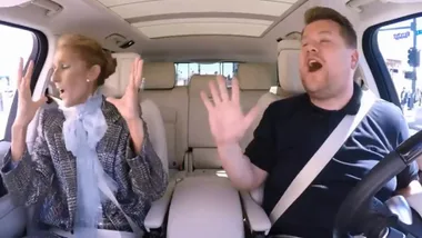 Céline Dion kisses James Corden during her Carpool Karaoke