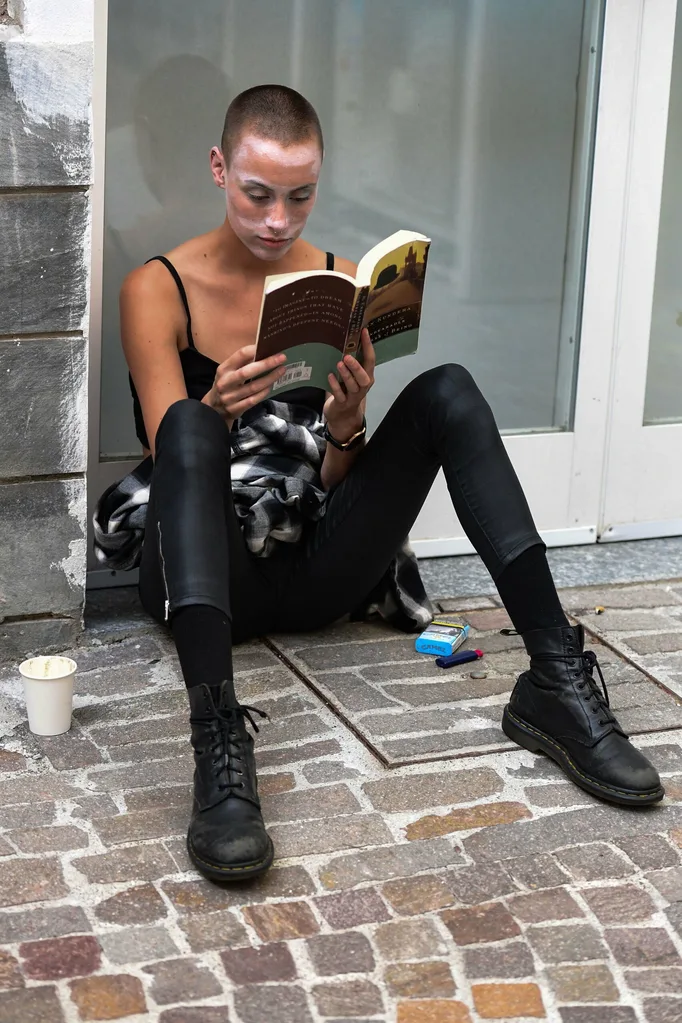 Model reading a book